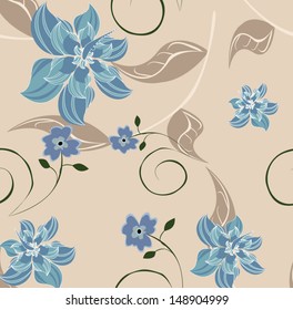 Vector seamless background pattern floral flowers  retro