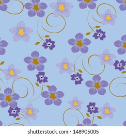 Vector seamless background pattern floral flowers  retro