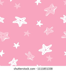 vector seamless background pattern with funny sea stars for fabric, textile