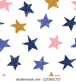 vector seamless background pattern with funny starry sky for fabric, textile