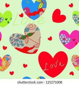 vector seamless background pattern with hearts