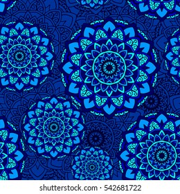 vector seamless background pattern mandala flower blue