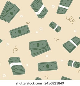 Vector seamless background pattern with money for surface pattern design 