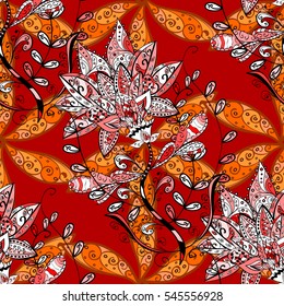 vector seamless background pattern round flower mandala yellow red orange