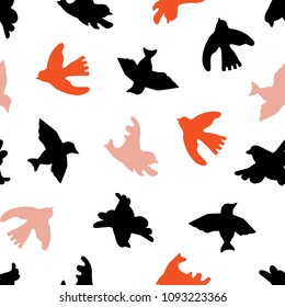 Vector seamless background pattern with scandinavian bird for baby shower, textile design