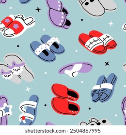 Vector seamless background pattern with slippers for surface pattern design 