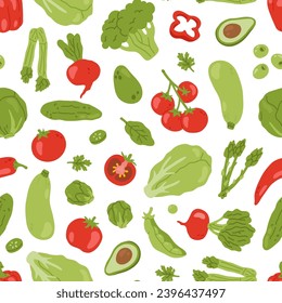 Vector seamless background pattern with vegetables for surface pattern design 