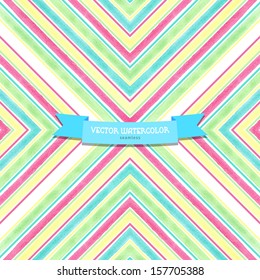 Vector seamless background. Pattern with watercolor diagonal stripes. Hand drawing.
