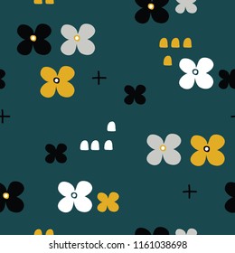 vector seamless background patterns in Scandinavian style,cartoon cute nesing doll characters  and elements for fabric design, wrapping paper, notebooks covers