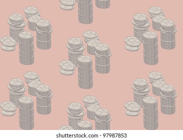 vector seamless background with piles of coins