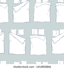 Vector seamless  background with pillows and blanket