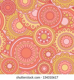 vector seamless background with pink mandalas
