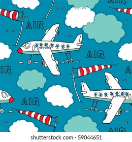 vector seamless background with plane.