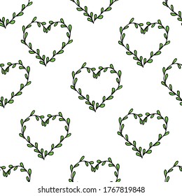 Vector seamless background with plants. Handwritten graphics. Nature and organics
