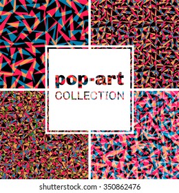 Vector seamless background. Pop art collection. Modern geometric pattern with triangles.