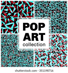 Vector seamless background. Pop art collection. Modern geometric pattern with triangles.