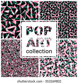 Vector seamless background. Pop art collection. Modern black geometric pattern with triangles.