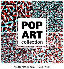 Vector seamless background. Pop art collection. Modern geometric pattern with triangles.