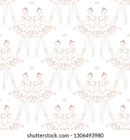 Vector seamless background with pretty ballerinas