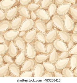 Vector seamless background with pumpkin seeds.