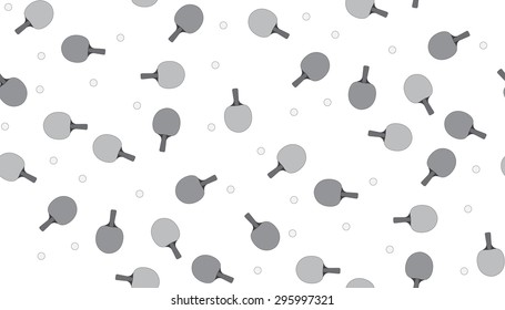 Vector seamless background of rackets for table tennis and balls on a white background. Pattern set for playing table tennis.