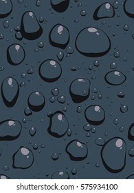 Vector seamless background. Raindrops on a dark glass. Beautiful drops texture.