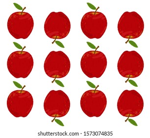 Vector seamless background with red apples. Vector illustration. Hand drawn background.