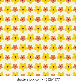 Vector seamless background with repetition of small color tender flowers. Retro style