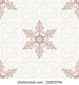 Vector seamless background. Round floral pattern with leaves and flowers. Motives of vintage Indian fabrics. Tree of Life collection. 