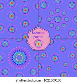 Vector seamless background with round pattern elements on a blue background.