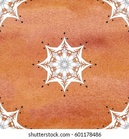 Vector seamless background. Round pattern. Watercolor on backdrop. 