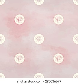 Vector seamless background. Round patterns of victorian garden roses. Hand drawing in vintage style. Watercolor backdrop. 