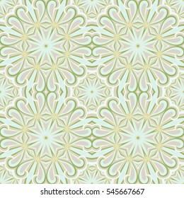 Vector seamless background. Round texture. Endless hand-drawn colorful pattern. Use for wallpaper, textile, book cover, clothes, carpet. Make in green and grey colors