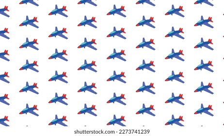 Vector seamless background. Sample fill. A fighter plane in cheerful colors spread out on the surface. Background, pattern, clothing, print, space, children's theme, wrapping paper, card.