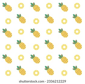 Vector seamless background in scandinavian style geometric patterns yellow pineapples on a white background Vector EPS10