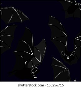 vector Seamless background with scary halloween bats 