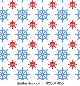 Vector seamless background with sea helm. Endless pattern on the marine theme.