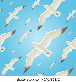 Vector seamless background with seagulls