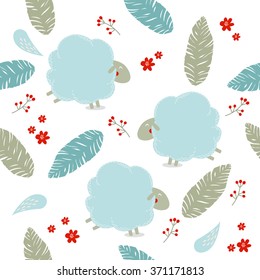 Vector seamless background with sheep