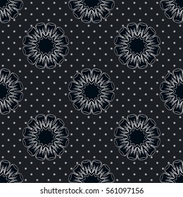 Vector seamless background with silver floral vintage pattern.