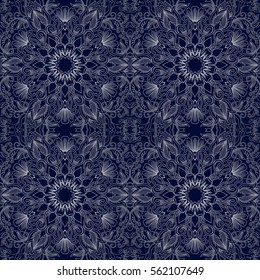 Vector seamless background with silver floral vintage pattern.