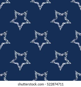 Vector seamless background with silver stars.