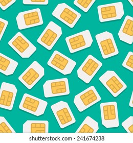 Vector seamless background with simcard in flat style