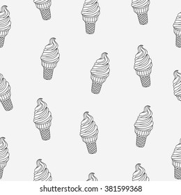 Vector seamless background with sketches ice-cream cones