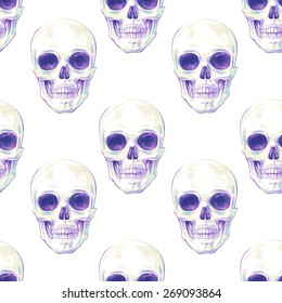 Vector seamless background. Skulls. Design for fabrics, textiles, paper, wallpaper, web. Retro. Vintage style.