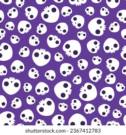 Vector seamless background with skulls. Skulls on a purple background. Pattern for wrapping paper, textiles.