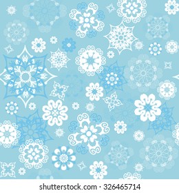 Vector seamless background with snowflakes. Abstract geometric winter seamless pattern