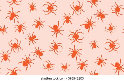 Vector seamless background of spiders. Chaotic spiders
