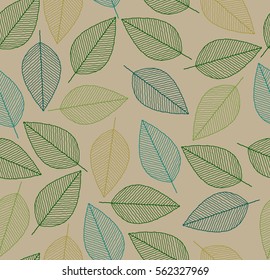 vector seamless background with spring colored leaves