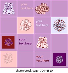 vector seamless background with spring flowers in squares